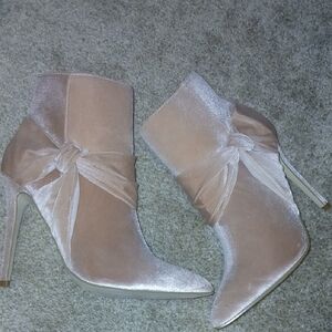 Blush Heeled Boots with Bow Detail